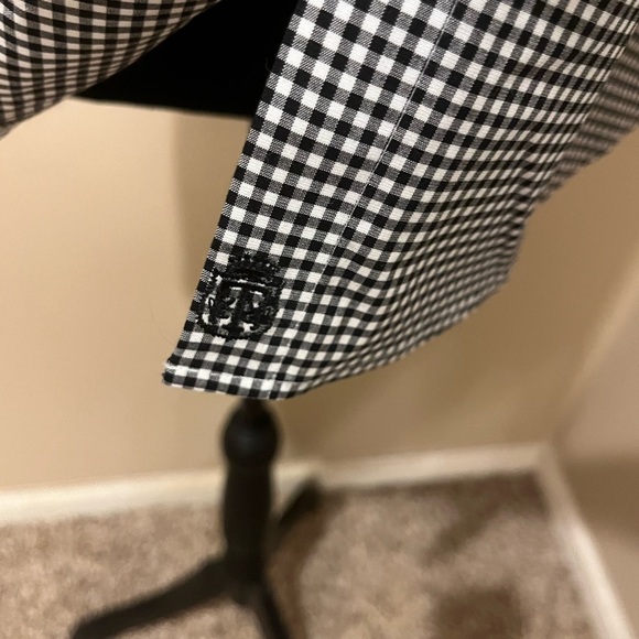 Talbots Gingham Black & White Ruffle Collar Sleeveless Button-down, size Small - Picture 5 of 5